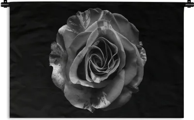 Produktbild von MuchoWow® Wandteppich Wandbehang Blumen - Rose - Schwarz - Weiß - Botanisch 150x100 cm Tapisserie Dekoration Wandtuch - Waschbar - Tapisserien - Wand-Decke