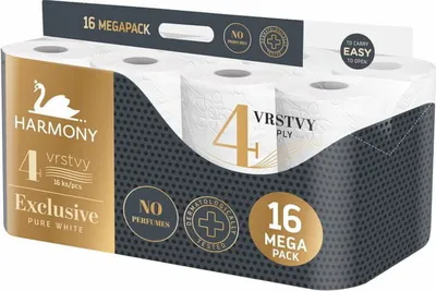 Obrázek produktu pro Toaletní papír 4-vrstvý HARMONY EXCLUSIVE PURE WHITE - 16ks 30360