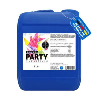 Produktbild von EXTREM PARTY Outdoor Nebelfluid 5 Liter - wasserbasierte Nebelflüssigkeit mit extrem hoher Dichte und Standzeit - HERRLAN-Qualität