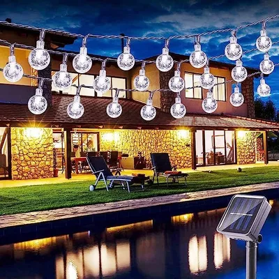 Produktbild von 9.5M Lichterkette Außen Solar Glühbirnen LED Lichterketten, Innen Außen Weihnachten Beleuchtung Outdoor Garten Deko, Weiß