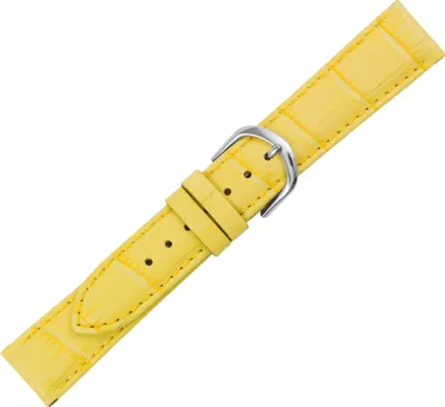 Produktbild von Minott Ersatzband | Kalbsleder > gelb > Krokoprägung | mit Naht, Stegbreite:24mm, Schließe:Silbern