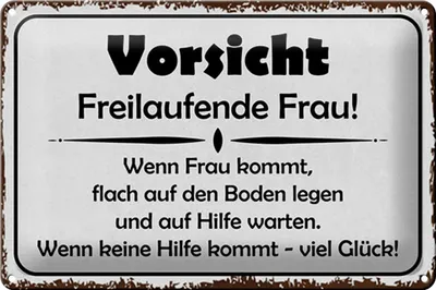 Produktbild von Blechschild Hinweis 30x20cm Vorsicht freilaufende Frau