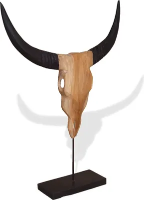 Produktbild von Stierkopf-Skulptur Teak 66x15x88 cm