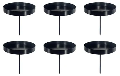 6 Adventskranz-Kerzenhalter, Eisen, 8 cm, schwarz