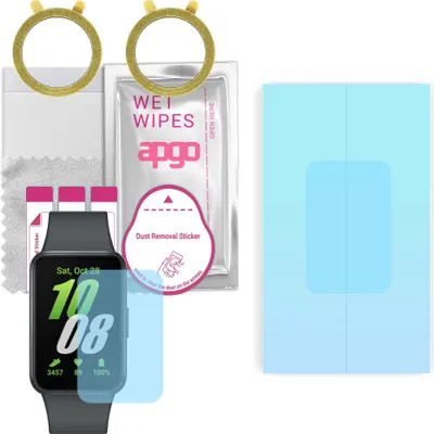 Produktbild von apgo 2 Stück HD HQ FLEX Schutzfolie kompatibel mit Samsung Galaxy Fit3 Fit 3 Smartwatch, Hydrogel Displayschutzfolie mit abgerundeten Rändern, Displayfolie zum gesamten Bildschirm