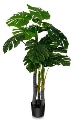 Produktbild von 120 cm Künstliche Monstera Deliciosa Pflanze, Kunstbaum grün mit 20 Blättern und Kunststofftopf, Kunstpflanze für Zuhause, Büro und Restaurant, Innendekoration