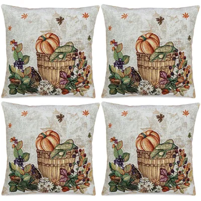 Produktbild von 4er Set Kissenhüllen 45x45 cm mit Kürbissen Gobelin als Herbst-Deko
