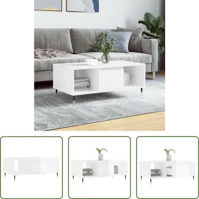 Produktbild von The Living Store Couchtisch Hochglanz-Weiß 90x50x36,5 cm Holzwerkstoff