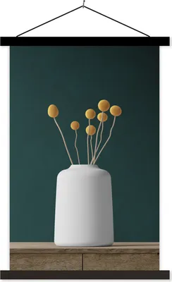 Produktbild von MuchoWow® Textilposter Blumen - Vase - Stilleben 120x180 cm mit schwarzem Rahmen - Fotos