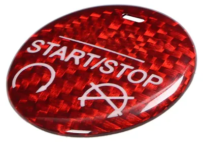 Image de Cache décoratif pour bouton de démarrage/arrêt du moteur en fibre de carbone rouge, compatible avec la Ford Mustang GT 2015-2019