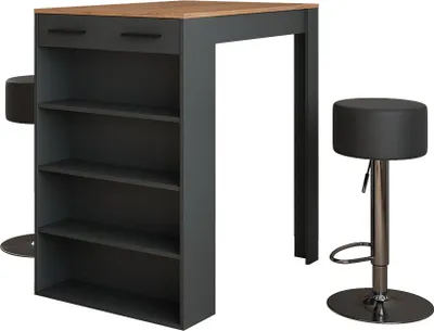 Produktbild von Bartisch-Set Vicco Repose Goldkraft Eiche/Anthrazit 67 x 100 cm mit 2 Barhockern, Model 55715