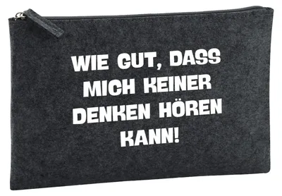 Produktbild von Huuraa Kulturbeutel Gut das mich keiner denken hört 1 Liter Charcoal Filz Kosmetiktasche Geschenkidee