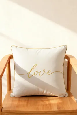 Zdjęcie produktu dla Poszewka Na Poduszkę Dekoracyjna Ozdobna Glamour 45X45 Love Biała Złota
