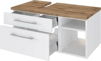 Produktbild von Waschbecken Unterschrank 90 cm,  Siphonausschnitt Links TAREE-03 in matt weiß