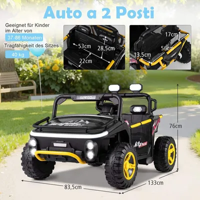 Image de Camion électrique pour enfants 24 V, 2 places, télécommande, noir