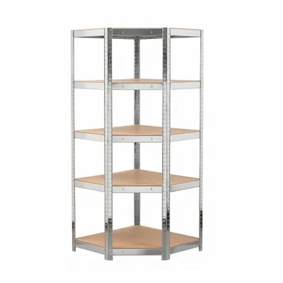 Produktbild von ROYSSON® Metallregal EasySHELF Eckregal 180x100x70 cm Schwerlastregal | Steckregal mit 5 Böden bis 875 kg Lagerregal | Silber