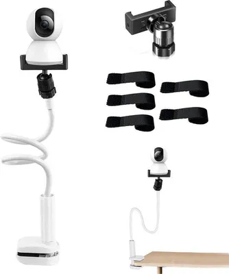 Produktbild von Universeller Halterung für Babyphone-Kameras – Multifunktional, weiß, inklusive 5 Kabelbindern, geeignet für alle Babyphone