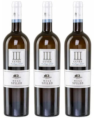 Produktbild von Domain Mega Spileo Cuvée III 3x 0,75l weiß trocken Cavino | +20ml Jassas Olivenöl