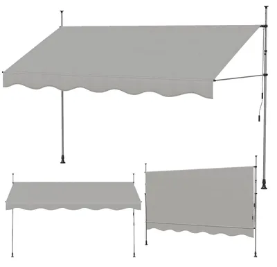 Produktbild von Manuelle Gelenkarmmarkise - Ausziehbare Terrassenmarkise - Handkurbel - Verstellbarer Sonnenschutz - PVC-Bespannung - Hellgrau