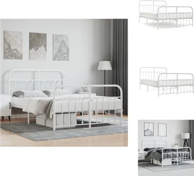 Produktbild von vidaXL Bettgestell mit Kopf- und Fußteil Metall Weiß 140x200 cm -  Betten & Bettgestelle