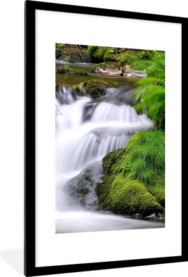 Produktbild von MuchoWow® Gerahmtes Poster Wasser - Natur - Wasserfall 60x90 cm - Poster mit Schwarzem Bilderrahmen Wandposter Rahmen Foto Bilder - Dekoration - Wandposter Wohnzimmer - Hochwertig