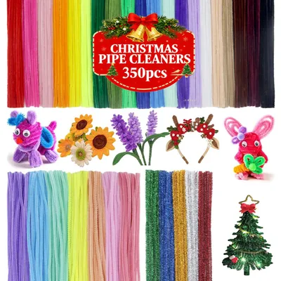 Image de Chenille de fil, 350 pièces, 32 couleurs, 30 cm x 6 mm, pour travaux manuels, idéale pour les projets de bricolage