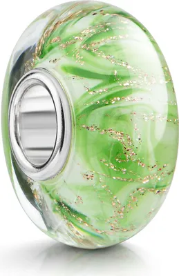 Produktbild von MATERIA by Matthias Wagner Glas Bead grün weiß gold Glitzer Element für Armband 1613