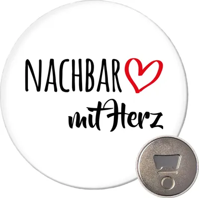 Produktbild von Huuraa Magnet Nachbar mit Herz 59mm Kühlschrankmagnet rund Flaschenöffner Geschenkidee