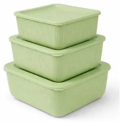 Produktbild von Frischhaltedose mit Deckel 3er Set Luftdicht "BPA-Frei" aus Kunststoff FoodPrep Meal Prep Vorratsdose Clip und Close - Grün