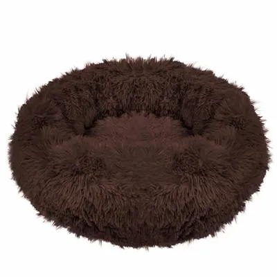 Immagine prodotto di Letto per cani in peluche Letto per gatti Cuscino per cani Cestino per cani Posto letto Ø 80 cm - Marrone