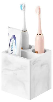 Immagine prodotto di Portaspetini con 3 scomparti, in marmo bianco e diatomee, ad asciugatura rapida, dimensioni 9x9x10 cm, confezione singola