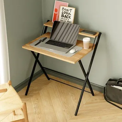 Image de Table pliante pour ordinateur portable LUNOR 70 x 50 x 70 cm, pin/blanc
