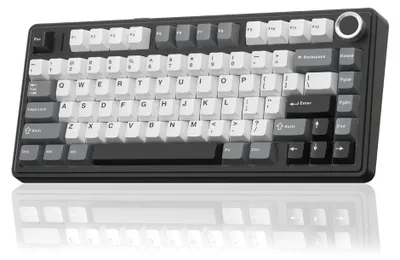 Immagine prodotto di Tastiera da gioco magnetica AULA F75 HE, grigia, nera e bianca, 75%, 8K, trigger rapidi RGB, wireless, hot-swap, layout QWERTY US - Interruttore magnetico Dragon King