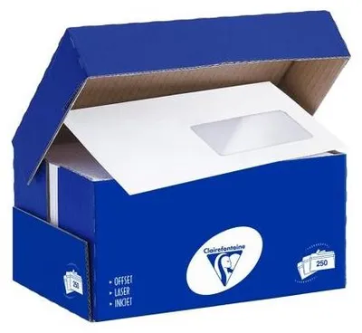 Produktbild von Clairefontaine 1603C Clairalfa Briefumschläge, selbstklebend, 110 x 220 mm, Weiß, 250 Stück