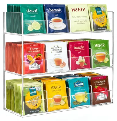 Teebeutel-Organizer aus Acryl, 12 Fächer, 216 Beutel, 29,6x10x26,4 cm