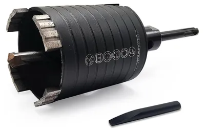 Immagine prodotto di diamantata per trapano a tazza, con inserto a coppa, per foratura a carotaggio, set da 68 mm, altezza segmento 10 mm, con punta di centraggio, per cemento, muratura e pietra