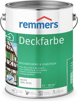 Produktbild von Remmers Deckfarbe weiß (RAL 9016) 5 l, Holzlack