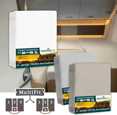 Image de Ensemble textile 4 pièces avec matelas central -2 ensembles de draps-housses (4 pièces) et 1 ensemble de draps-housses (4 pièces) - 1 Molton + 1 Gris - 1Molton+1Grisclair/1Sable