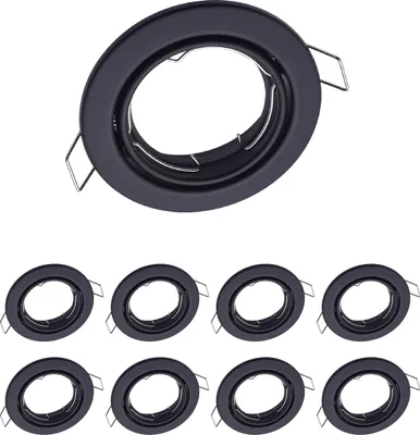 Produktbild von 9er Set Oktaplex schwenkbare Einbauspots 68mm Lochmaß Einbaurahmen schwarz