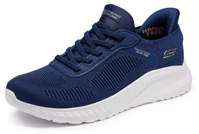 Immagine prodotto di Scarpe da ginnastica da donna Skechers Bobs Squad Chaos-Current Muse, modello slip-on senza lacci, colore blu navy