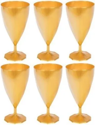 Obrázek produktu pro Zlaté plastové sklenice na víno, 150 ml, 6 ks.