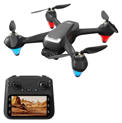 Produktbild von AE9 GPS Drohne mit 5G WiFi FPV, 5,9-Zoll-LCD-Fernbedienung, HD-Dualkamera, Optical Flow, LED-Licht, Brushless-Motor, 2,4 GHz, 2 Akkus, Schwarz