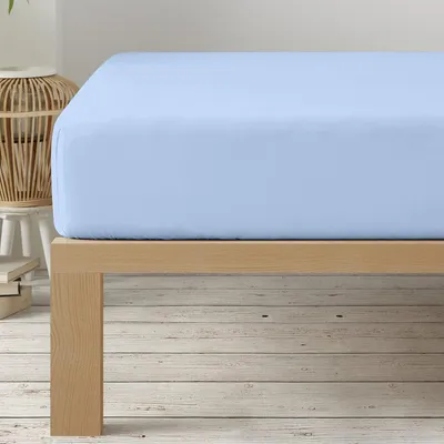 Productafbeelding van Microfleece Hoeslaken 140x200x33 cm, 100% Polyester, Lichtblauw, Voor Matrassen tot 33 cm