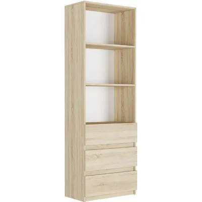 Produktbild von Framire Bücherregal Büroregal mit 3 Schubladen und 3 Fächern 180 x 60 x 33 cm, Modell MODERN B3, Sonoma Eiche