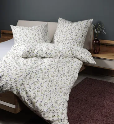 Produktbild von Janine Design Feinbiber-Bettwäsche-Garnitur DAVOS 65173 Farbe beere grün Größe 155x200+80x80