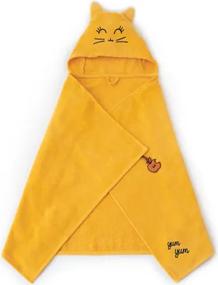 Produktbild von Milk&Moo Tombish Cat Baby Kapuzenbadetuch aus Samt, extra weiche, leichte, saugfähige und langlebige Textur, für Neugeborene und Kinder von 0-2 Jahren, orange, XL, 70x120cm