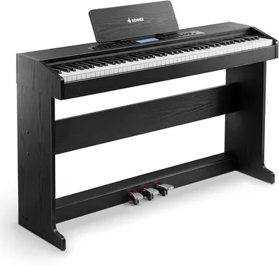 Obrázek produktu pro Digitální klavír s 88 váženými klávesami, plnohodnotné elektronické piano pro začátečníky, s bezdrátovým připojením, 11*5 cm LCD displej, funkce nahrávání, 610 zvukových barev, 600 rytmů, 3 učební režimy, černá barva