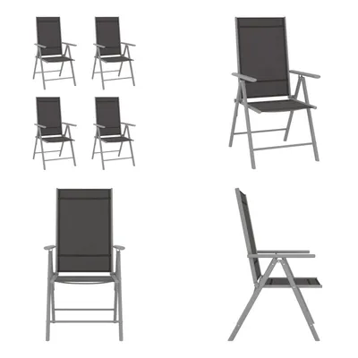 Produktbild von vidaXL Gartenstühle Klappbar 4 Stk. Textilene Schwarz - Gartenstuhl - Gartenstühle - Klappstuhl - Klappstühle
