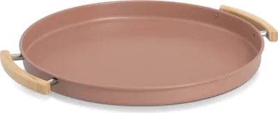 Produktbild von ZELLER 19398 Serviertablett Metall, mocca mit Griffen aus Gummibaumholz