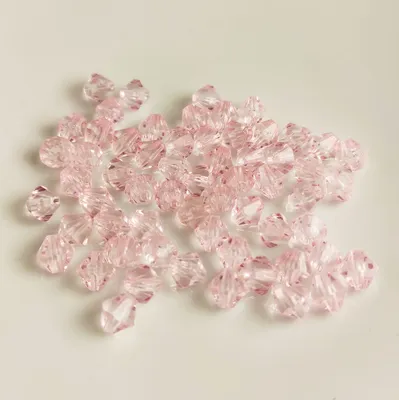 Produktbild von Doppelkegel Bicone 80 Stück Acryl Perlen Kristall Lose Perlen mit Loch , 6 mm 80 Stück, Rosa, Hellrosa